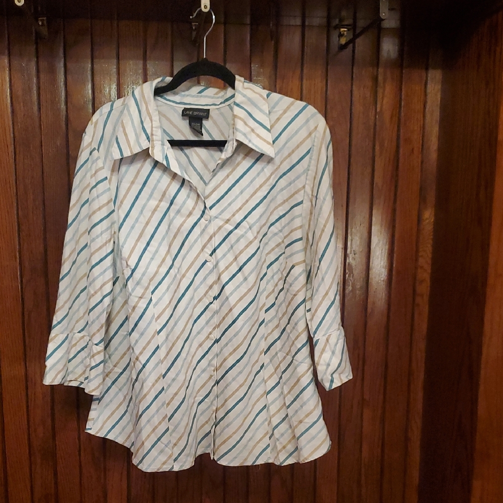 LANE BRYANT SIZE 22/24 Striped Button-Up Shirt